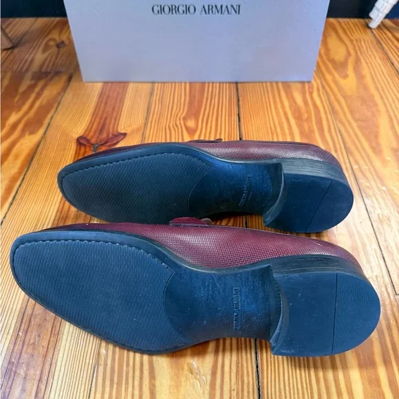 Giorgio Armani Men's Burgendy Slip-On Loafers - Picture 5 of 7